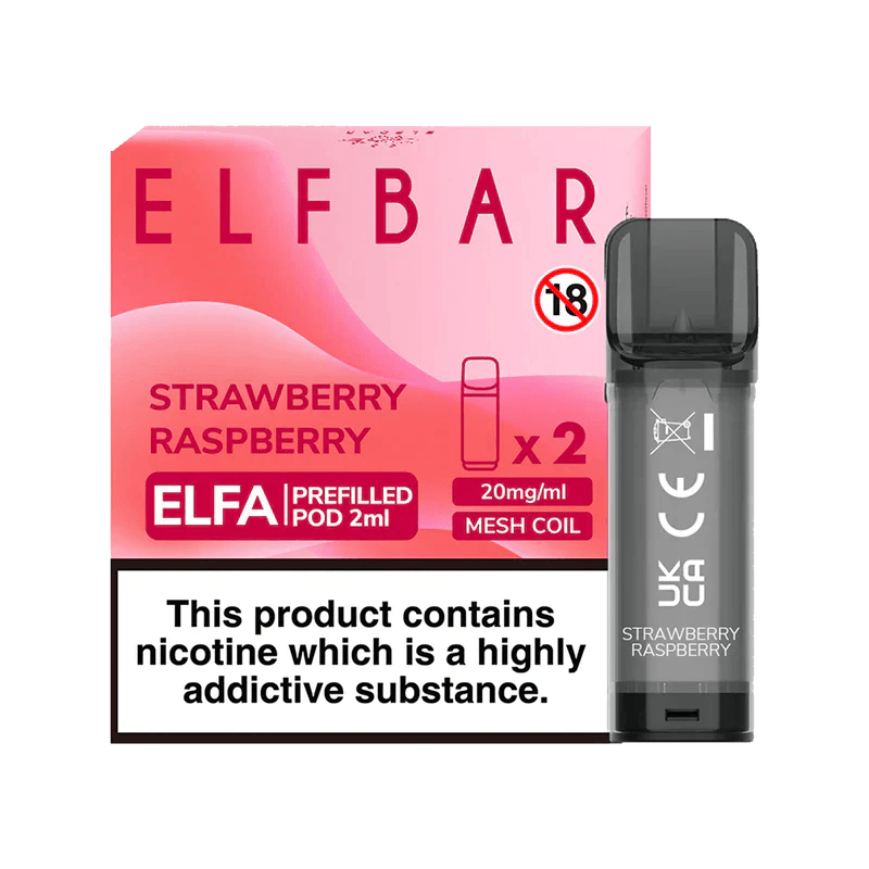 ELF BAR ELFA PRE-FILLED PODS (PACK OF 2) - Strawberry Raspberry - Vape Unit