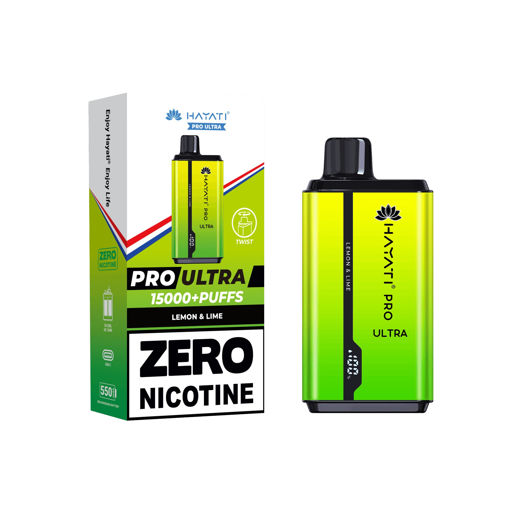 Hayati Pro Ultra Lemon & Lime 0mg - Vape Unit